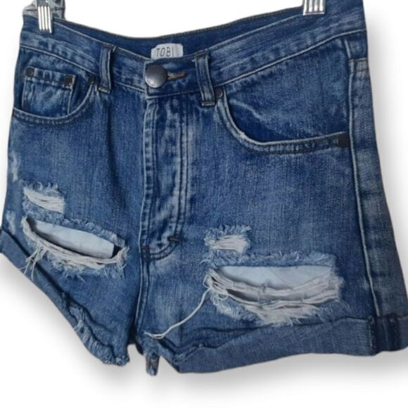 TOBI Distressed High Waist Jean Shorts sz 26 - Picture 2 of 7